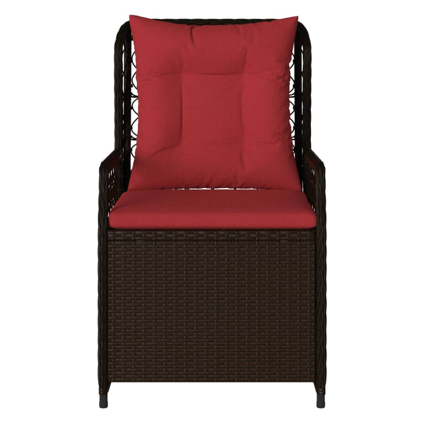 Liggende tuinstoelen 2 stuks bruin polyrotan