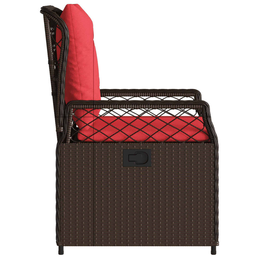 Liggende tuinstoelen 2 stuks bruin polyrotan