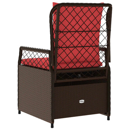 Liggende tuinstoelen 2 stuks bruin polyrotan