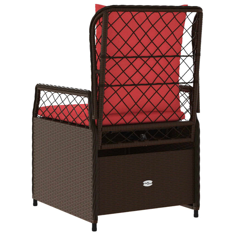 Liggende tuinstoelen 2 stuks bruin polyrotan