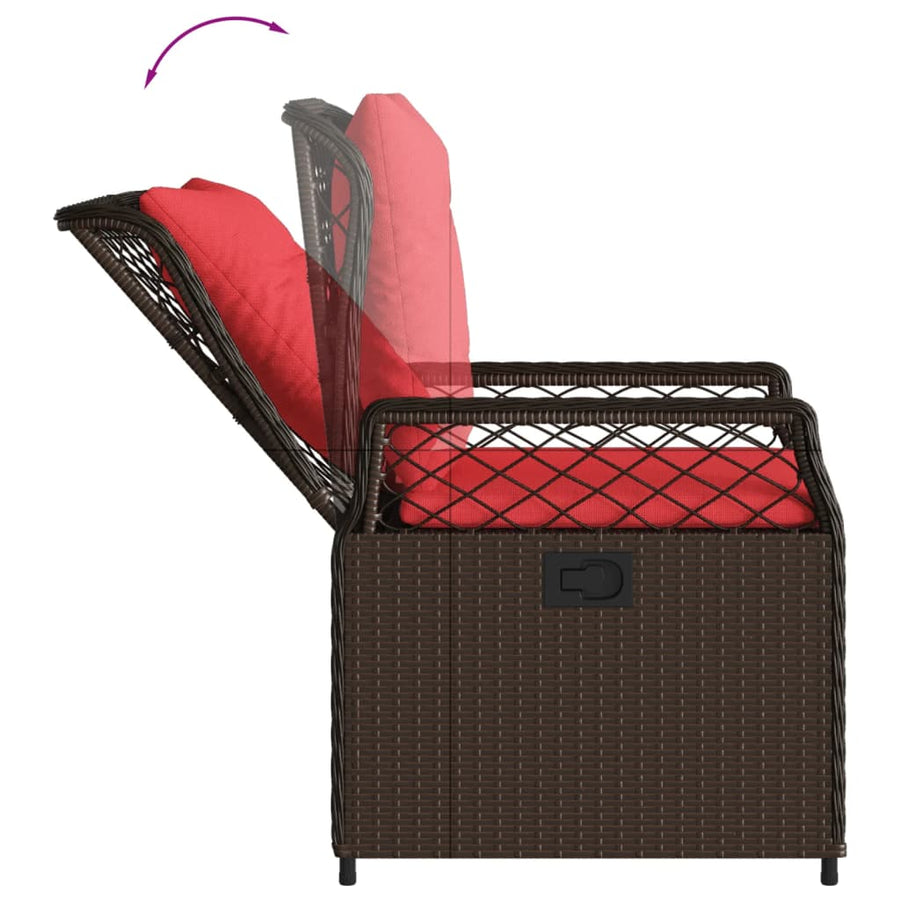 Liggende tuinstoelen 2 stuks bruin polyrotan