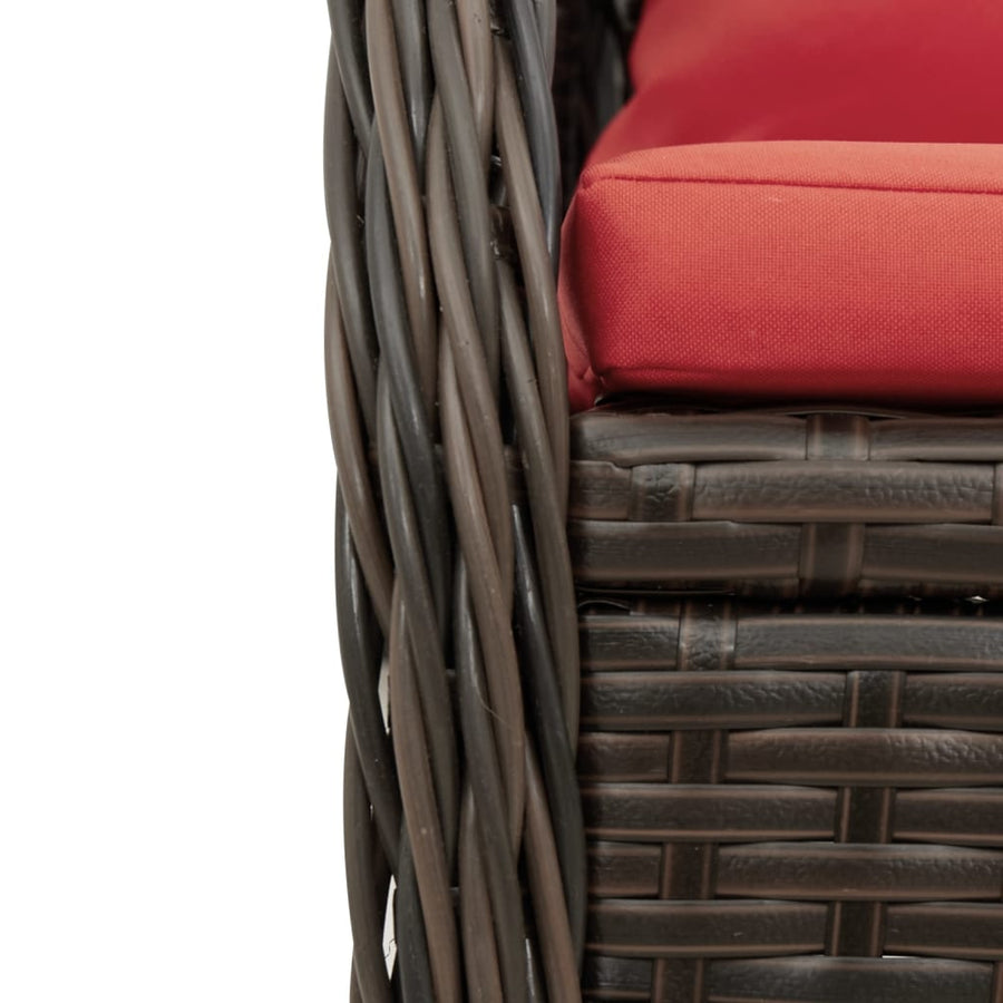 Liggende tuinstoelen 2 stuks bruin polyrotan
