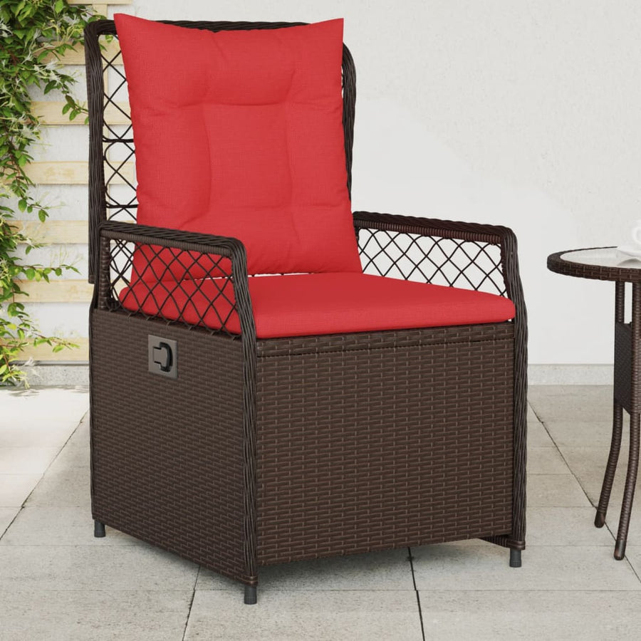 Liggende tuinstoelen 2 stuks bruin polyrotan