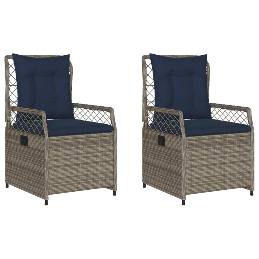 Liggende tuinstoelen 2 stuks grijs polyrotan