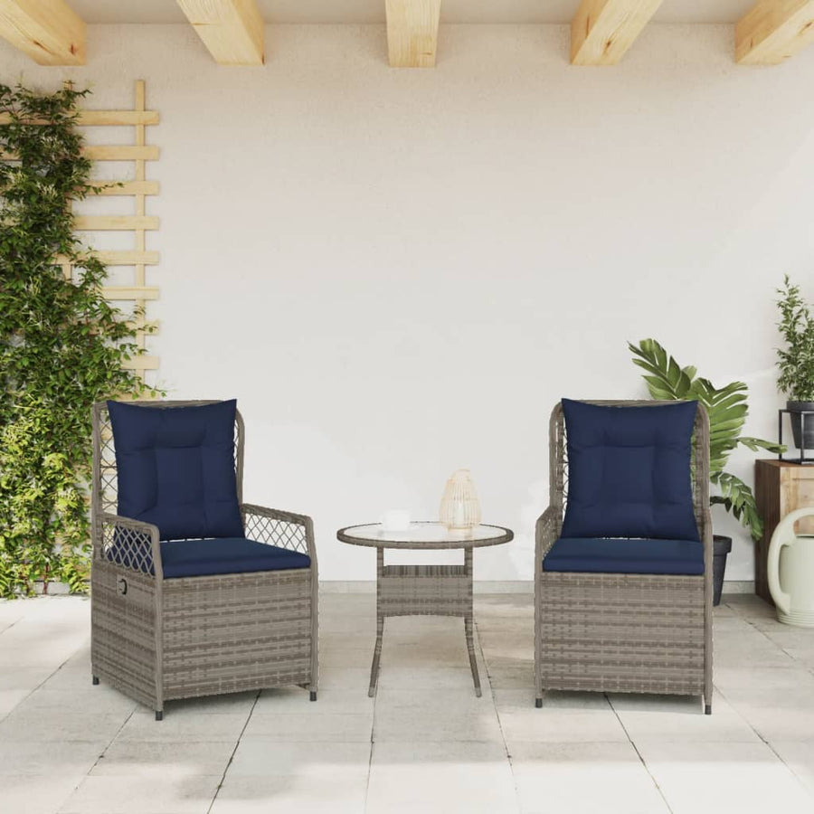 Liggende tuinstoelen 2 stuks grijs polyrotan