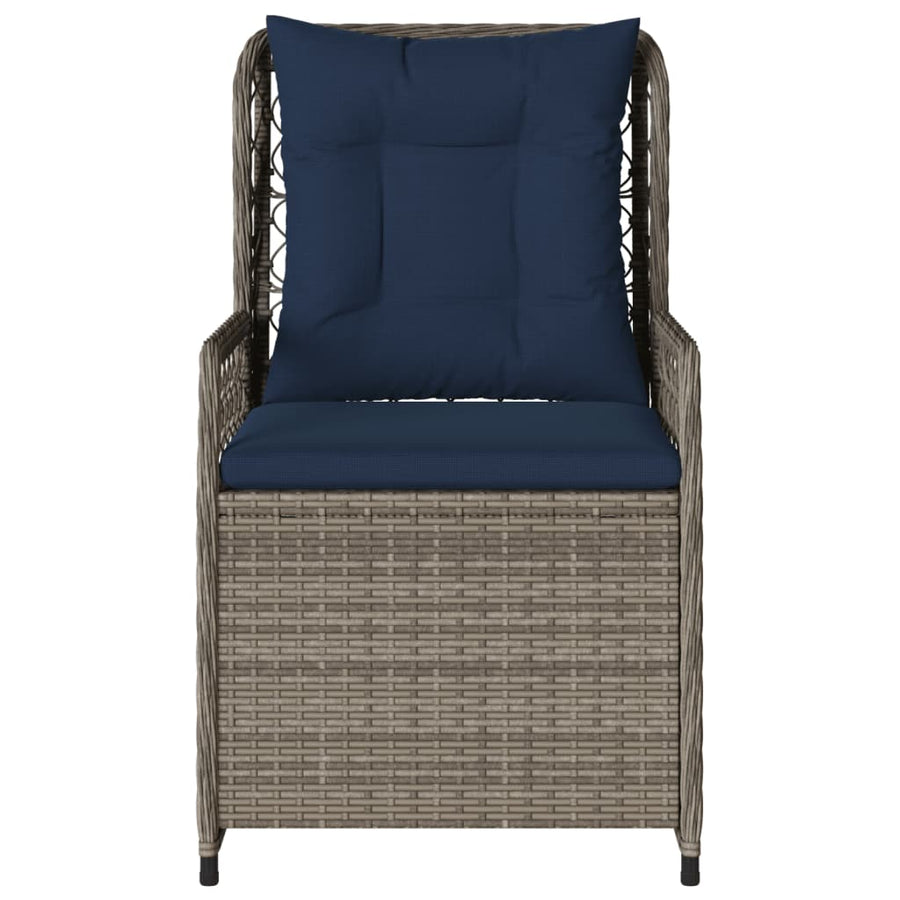 Liggende tuinstoelen 2 stuks grijs polyrotan