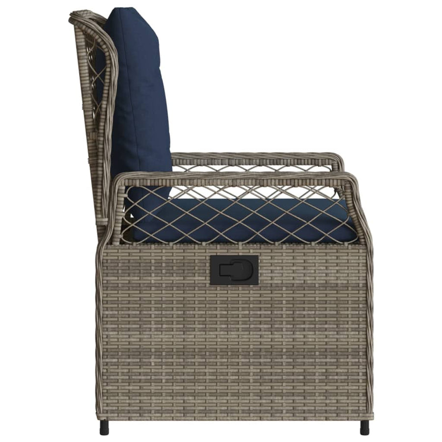 Liggende tuinstoelen 2 stuks grijs polyrotan