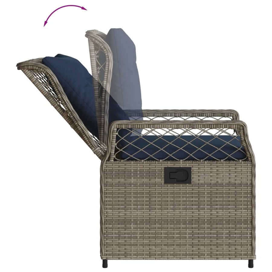 Liggende tuinstoelen 2 stuks grijs polyrotan