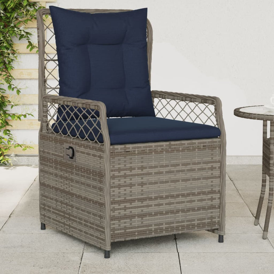Liggende tuinstoelen 2 stuks grijs polyrotan