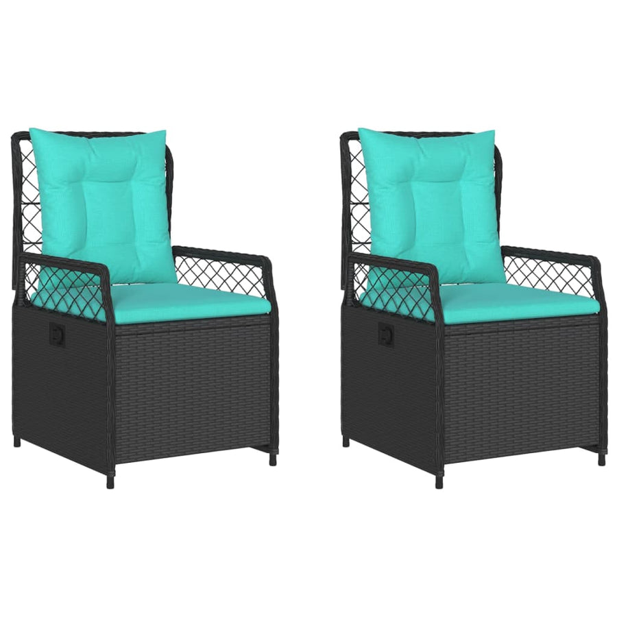 Liggende tuinstoelen 2 stuks zwart polyrotan