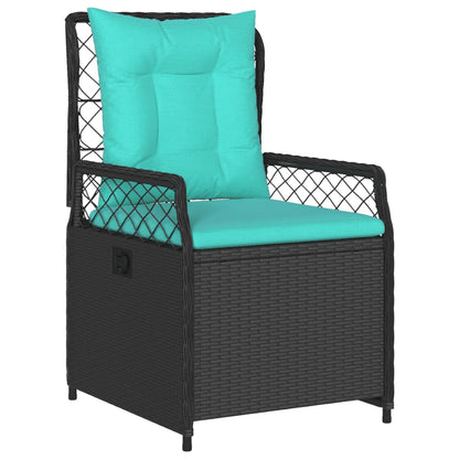 Liggende tuinstoelen 2 stuks zwart polyrotan