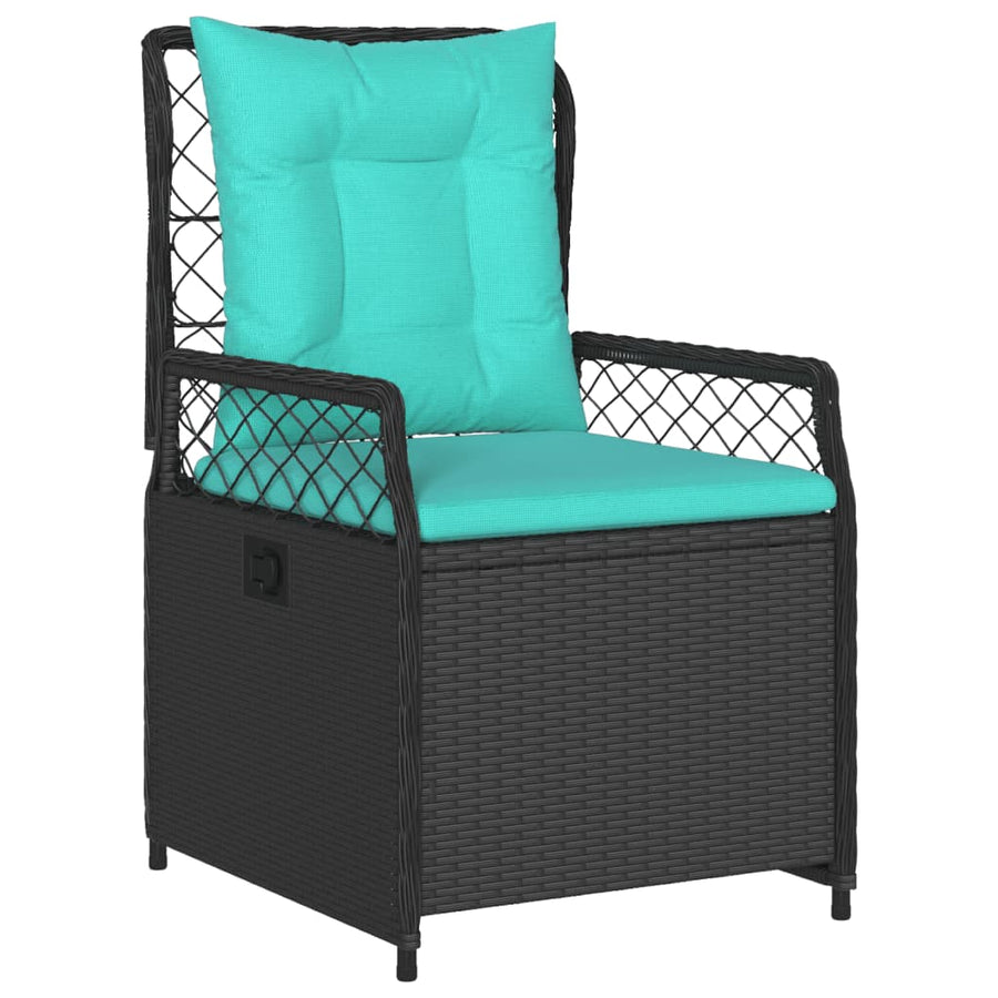 Liggende tuinstoelen 2 stuks zwart polyrotan