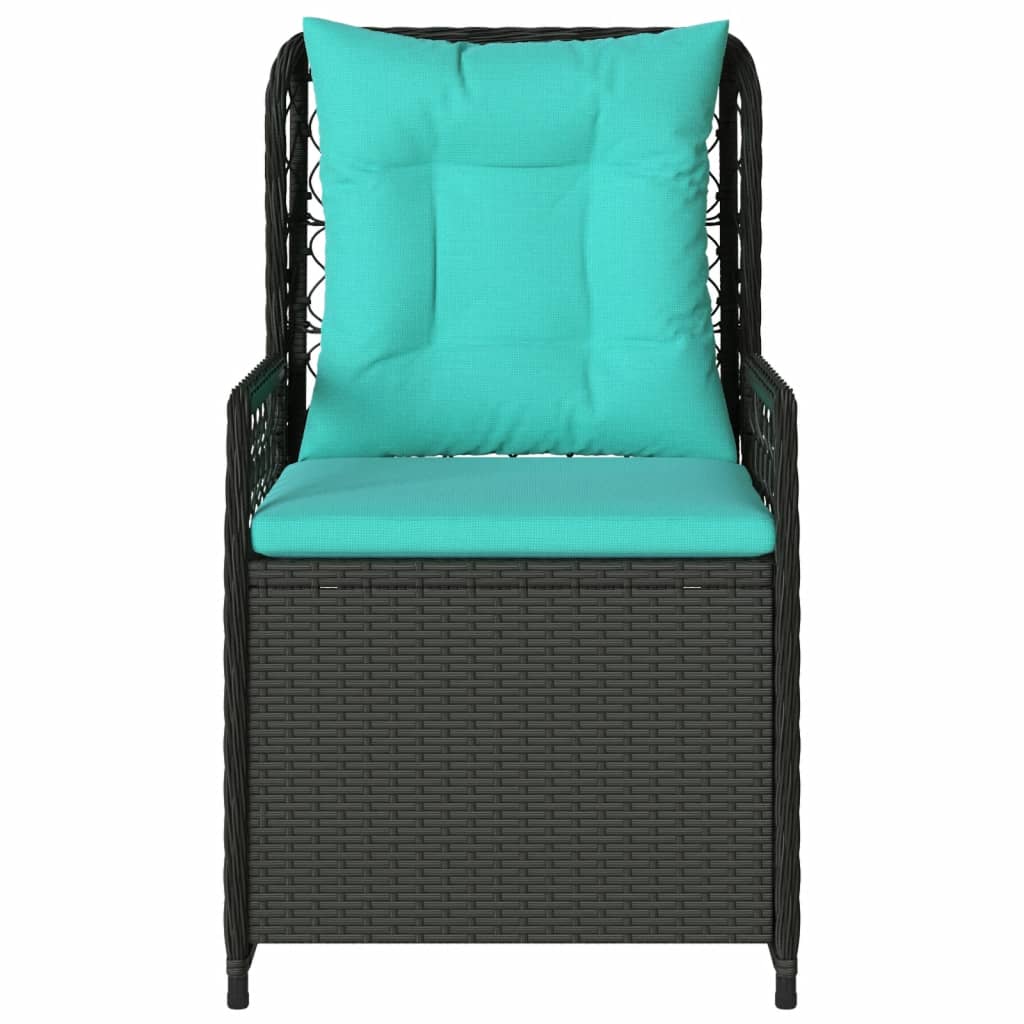 Liggende tuinstoelen 2 stuks zwart polyrotan