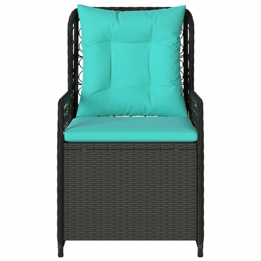 Liggende tuinstoelen 2 stuks zwart polyrotan