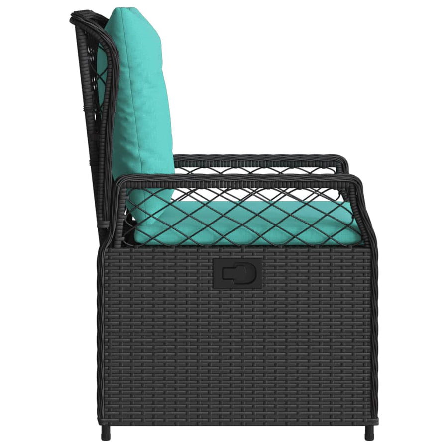 Liggende tuinstoelen 2 stuks zwart polyrotan