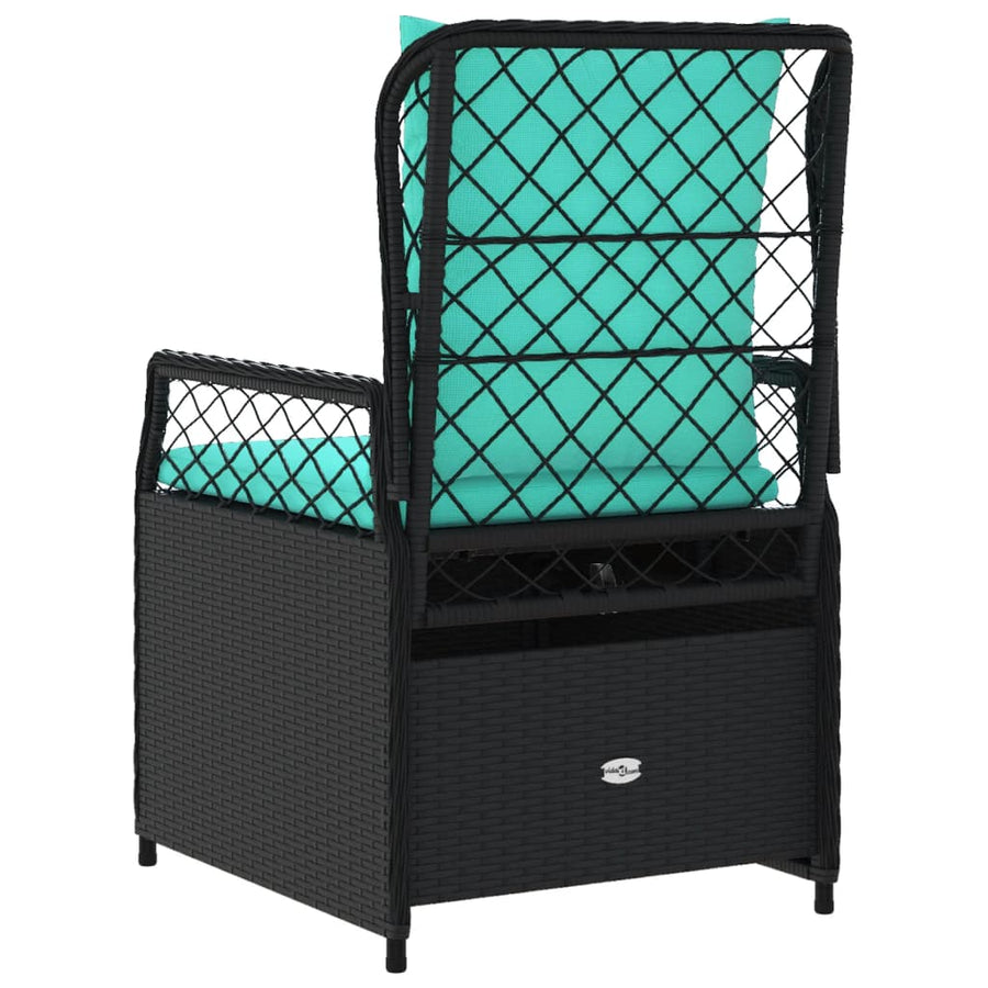 Liggende tuinstoelen 2 stuks zwart polyrotan