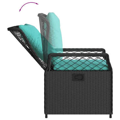 Liggende tuinstoelen 2 stuks zwart polyrotan