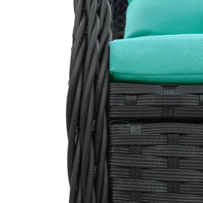 Liggende tuinstoelen 2 stuks zwart polyrotan
