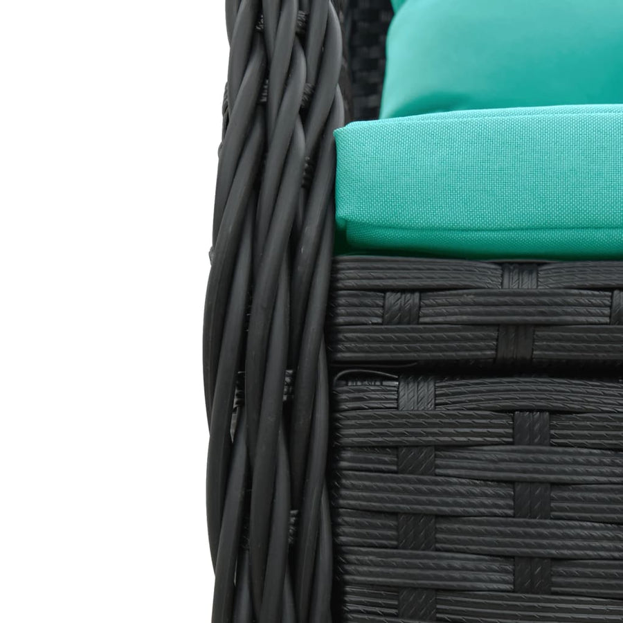 Liggende tuinstoelen 2 stuks zwart polyrotan