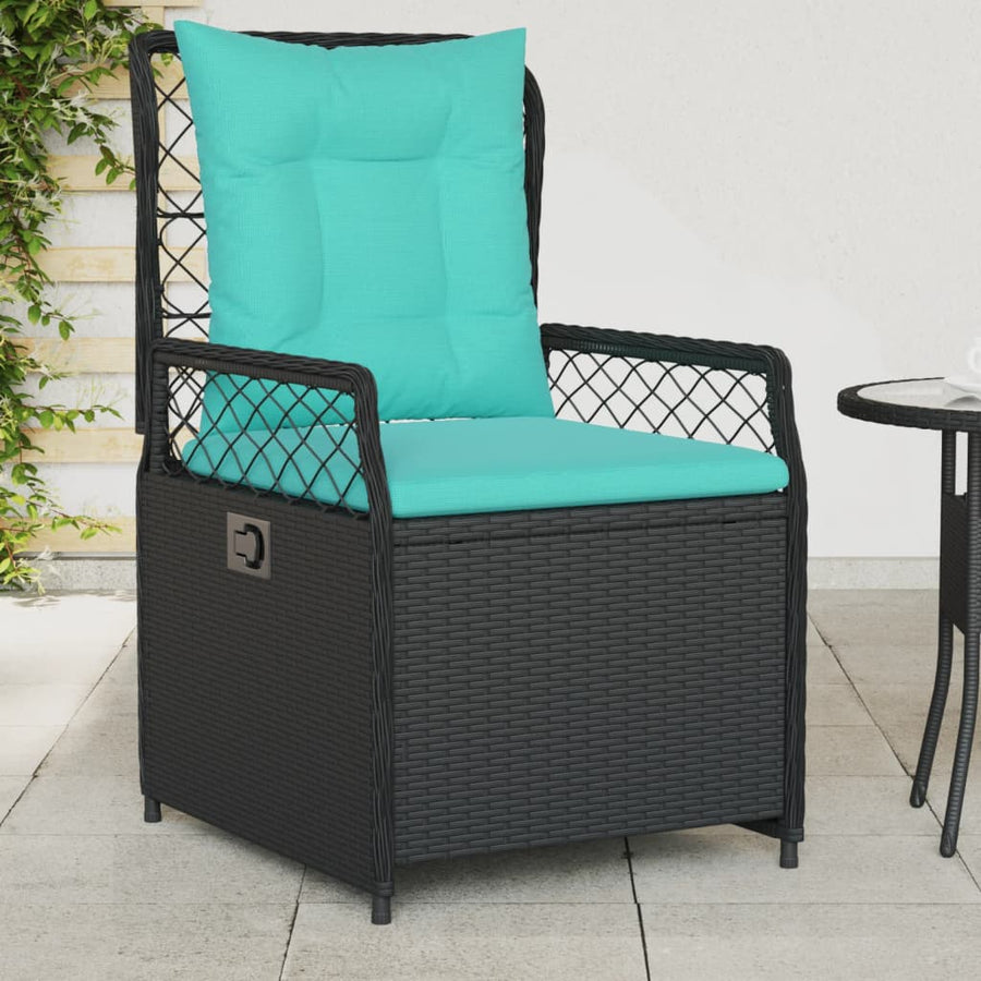 Liggende tuinstoelen 2 stuks zwart polyrotan