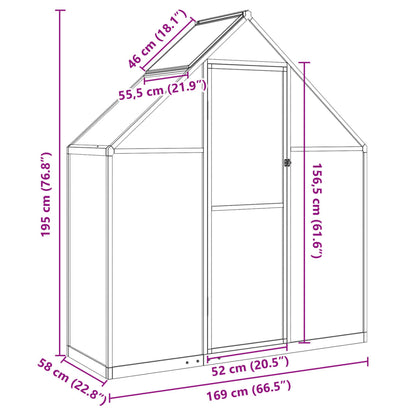 Tuinkas met basisframe 169x58x195 cm aluminium antracietkleurig