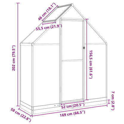 Tuinkas met basisframe 169x58x202 cm aluminium groen