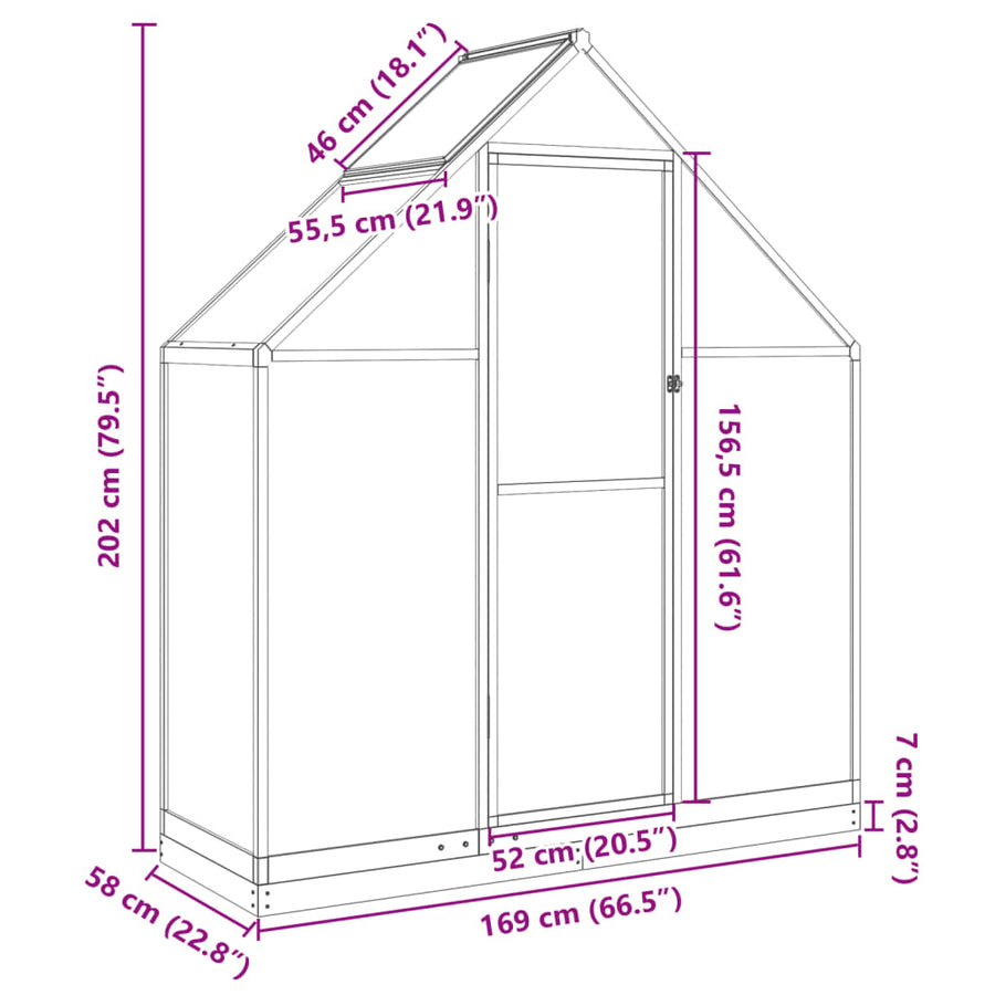 Tuinkas met basisframe 169x58x202 cm aluminium groen