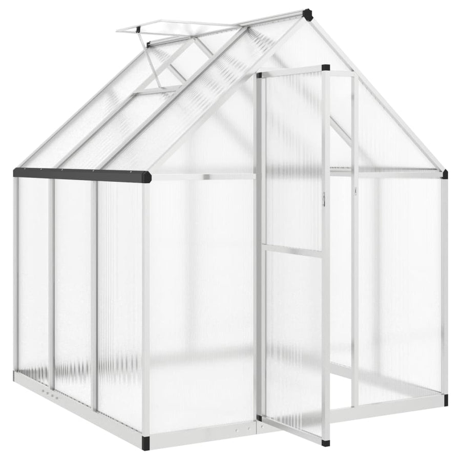 Tuinkas met basisframe 169x169x195 cm aluminium zilverkleurig