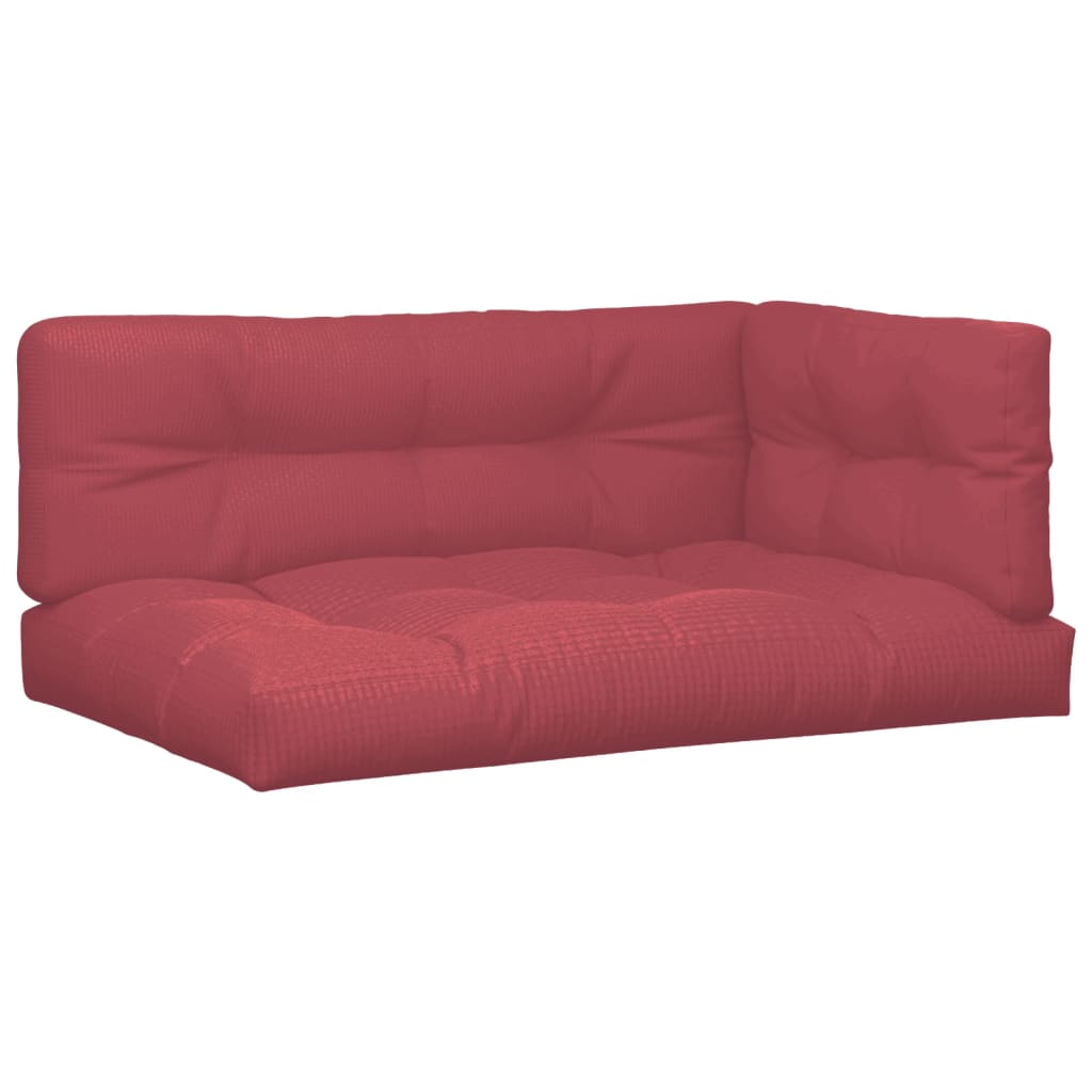 Palletkussens 3 st stof wijnrood