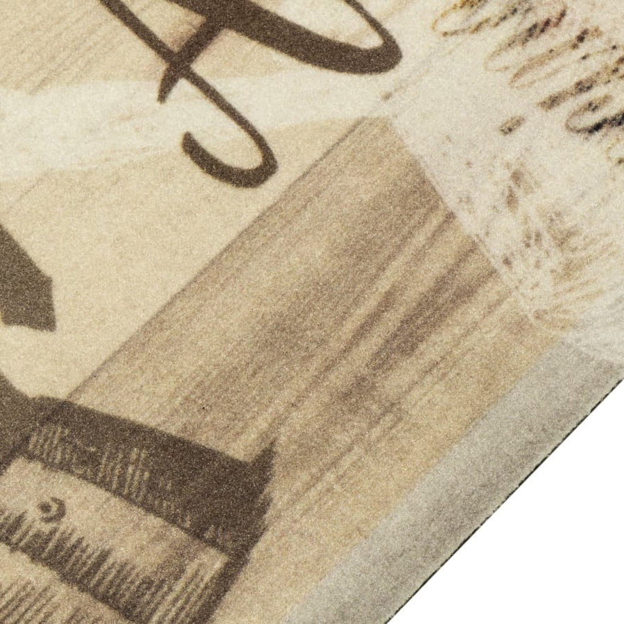Keukenmat Wasbaar Koffieprint 45X150 Cm Fluweel Bruin