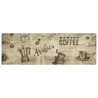 Keukenmat Wasbaar Koffieprint 60X180 Cm Fluweel Bruin