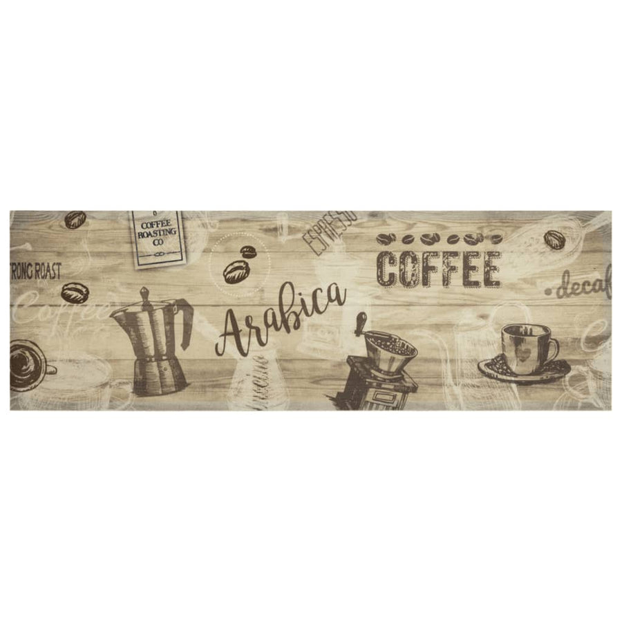 Keukenmat Wasbaar Koffieprint 60X180 Cm Fluweel Bruin
