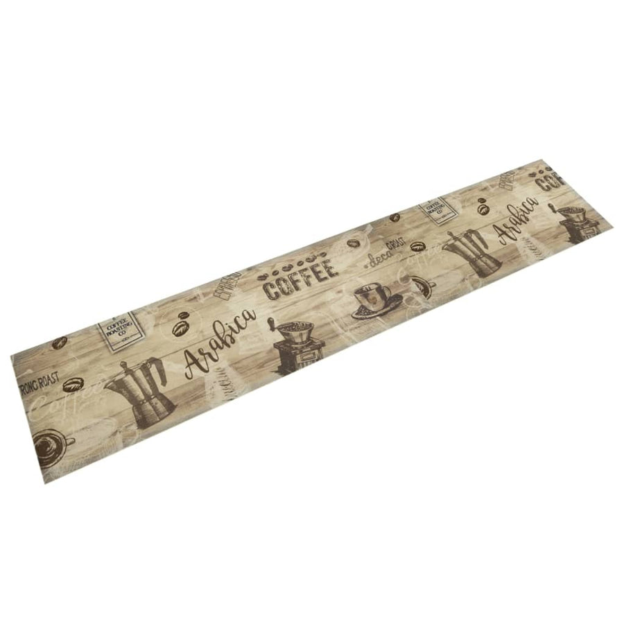 Keukenmat Wasbaar Koffieprint 60X300 Cm Fluweel Bruin