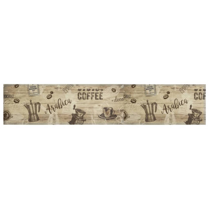 Keukenmat Wasbaar Koffieprint 60X300 Cm Fluweel Bruin