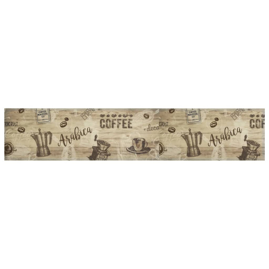 Keukenmat Wasbaar Koffieprint 60X300 Cm Fluweel Bruin