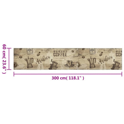Keukenmat Wasbaar Koffieprint 60X300 Cm Fluweel Bruin