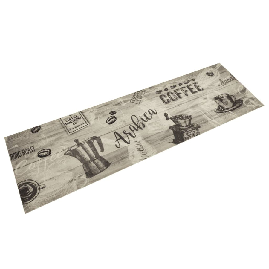 Keukenmat Wasbaar Koffieprint 45X150 Cm Fluweel Grijs