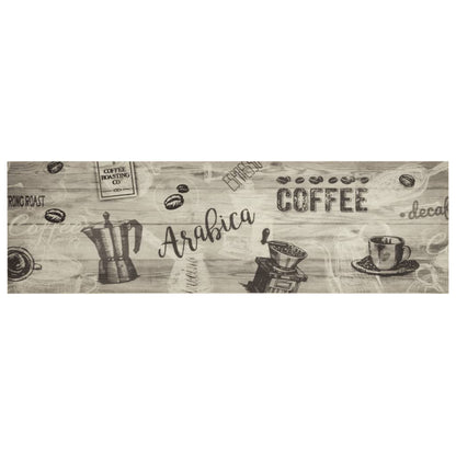 Keukenmat Wasbaar Koffieprint 45X150 Cm Fluweel Grijs