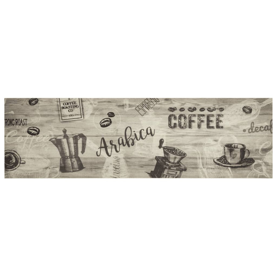Keukenmat Wasbaar Koffieprint 45X150 Cm Fluweel Grijs