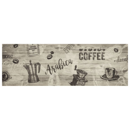 Keukenmat Wasbaar Koffieprint 60X180 Cm Fluweel Grijs