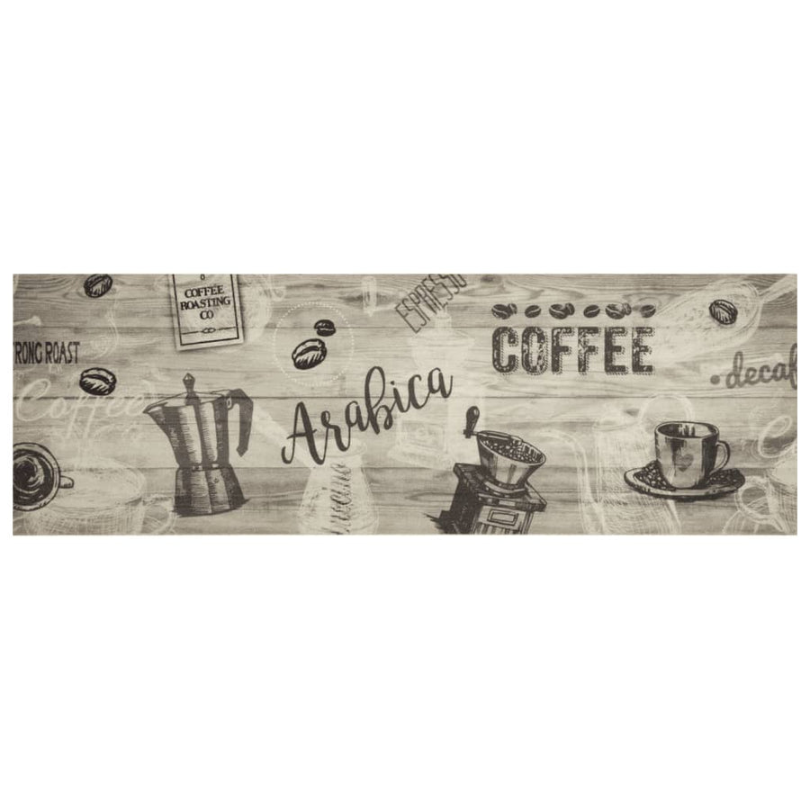 Keukenmat Wasbaar Koffieprint 60X180 Cm Fluweel Grijs