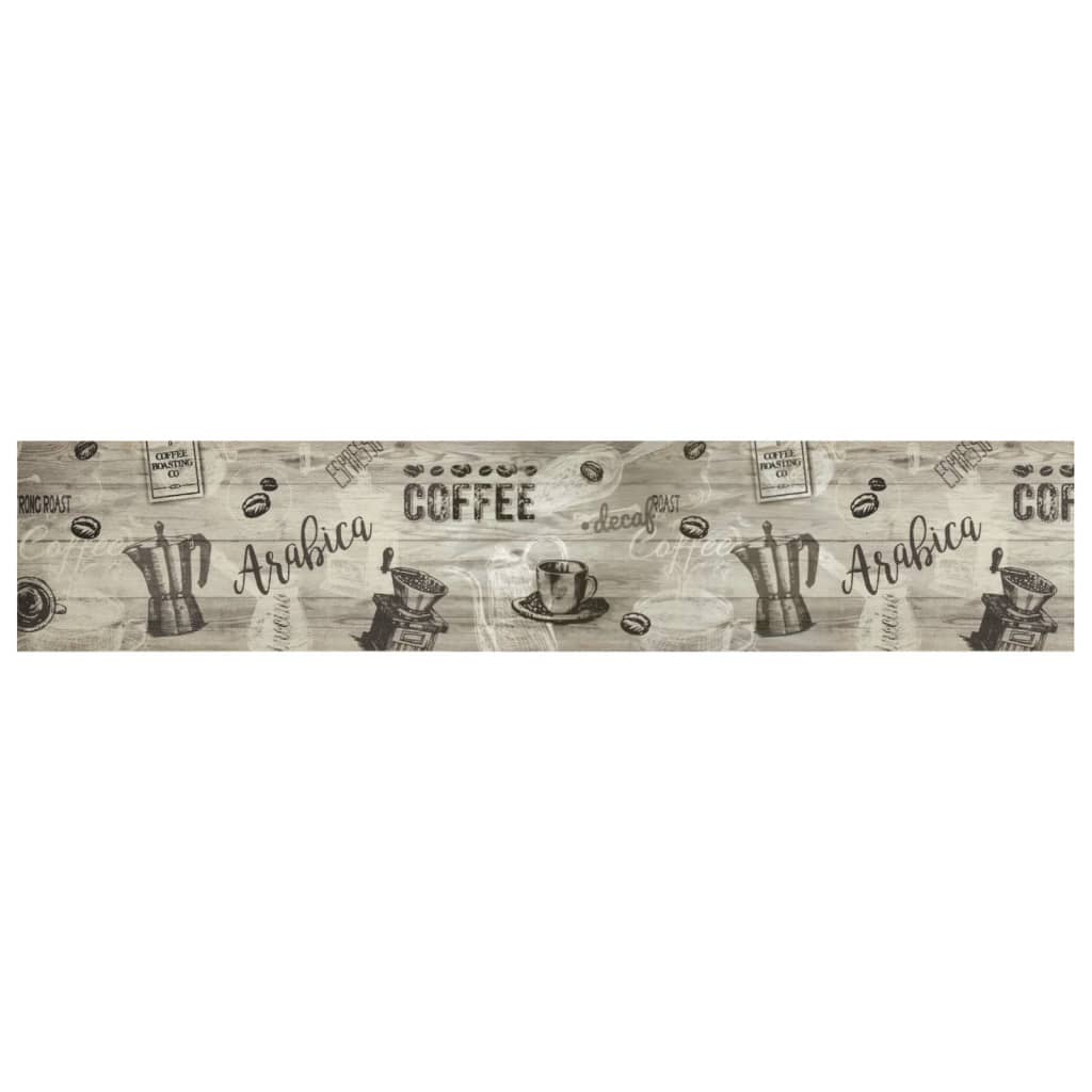 Keukenmat wasbaar koffieprint 60x300 cm fluweel grijs