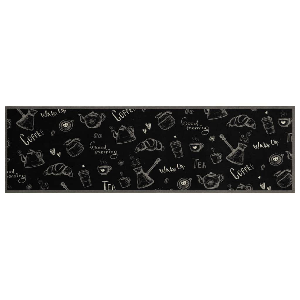 Keukenmat Wasbaar Ochtendprint 45X150 Cm Fluweel Zwart