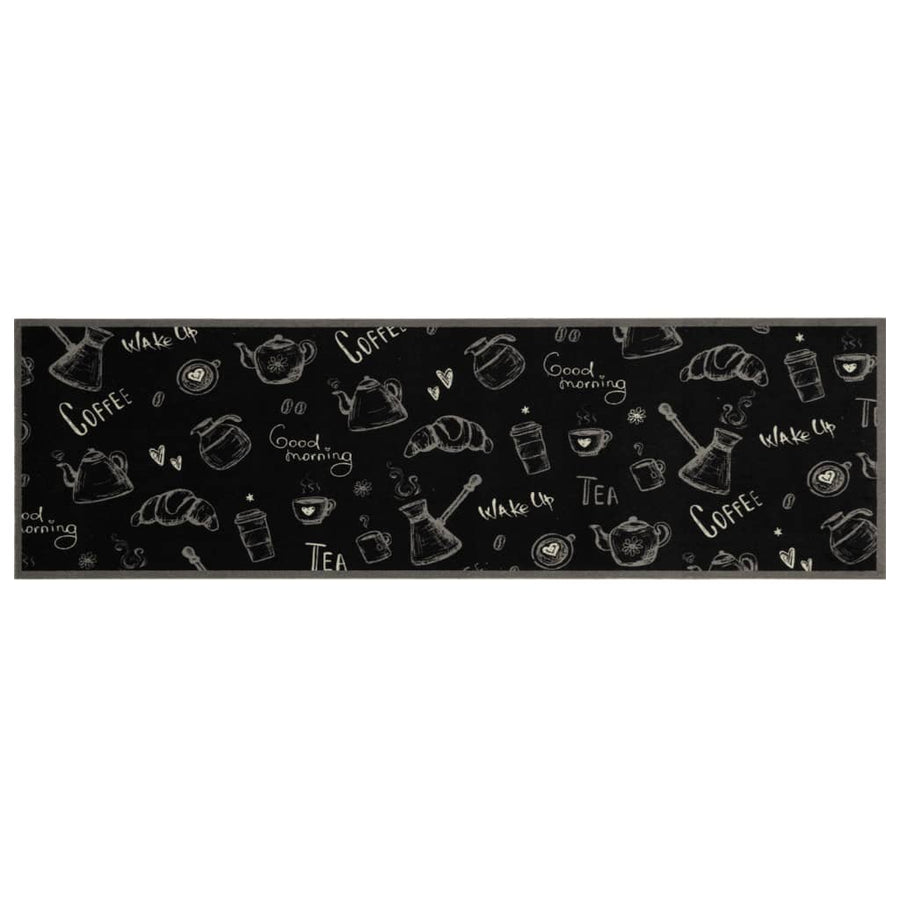 Keukenmat Wasbaar Ochtendprint 45X150 Cm Fluweel Zwart