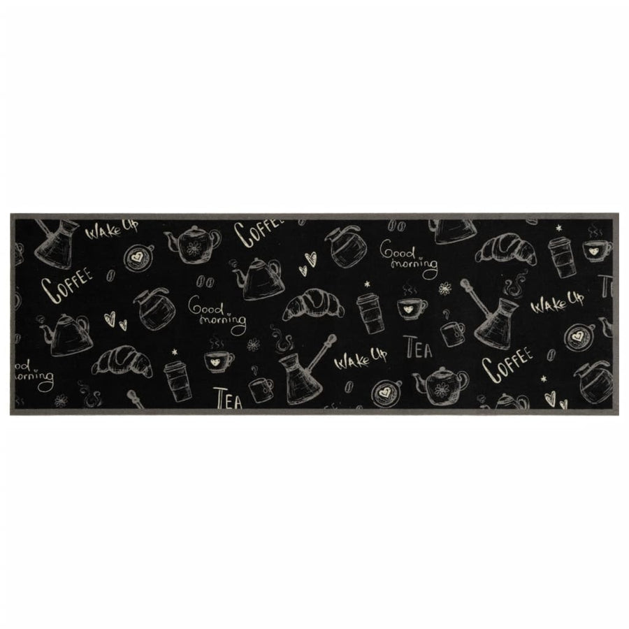 Keukenmat Wasbaar Ochtendprint 60X180 Cm Fluweel Zwart