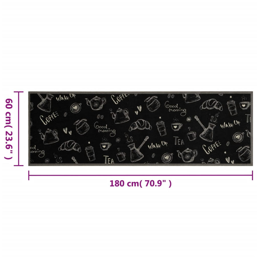 Keukenmat Wasbaar Ochtendprint 60X180 Cm Fluweel Zwart