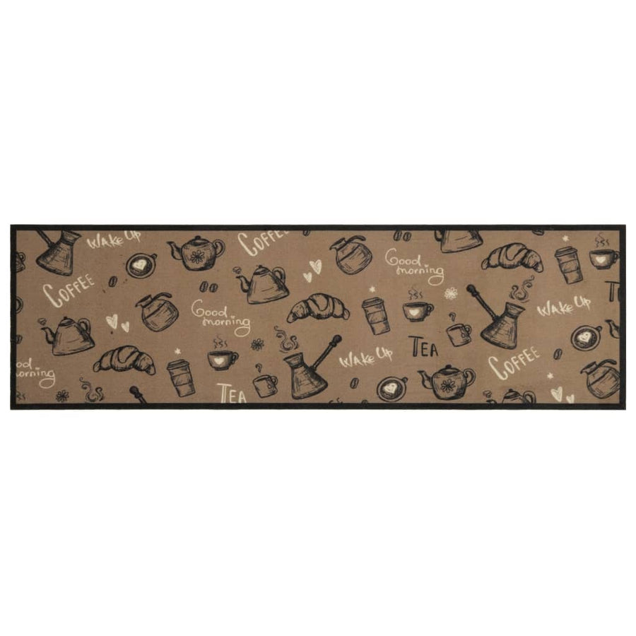 Keukenmat wasbaar ochtendprint 45x150 cm fluweel bruin