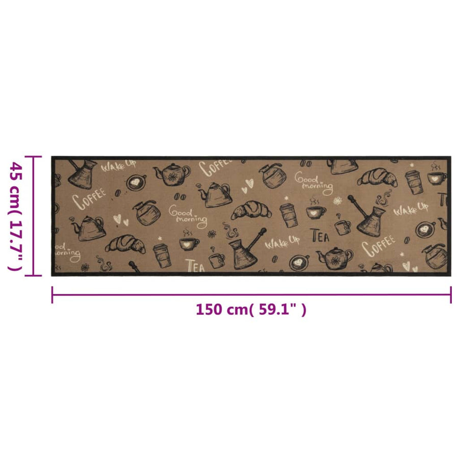 Keukenmat wasbaar ochtendprint 45x150 cm fluweel bruin