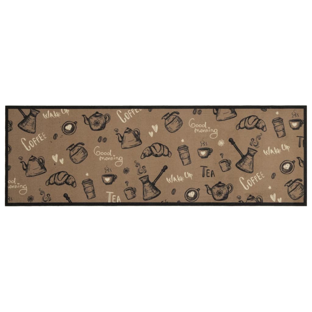 Keukenmat wasbaar ochtendprint 60x180 cm fluweel bruin