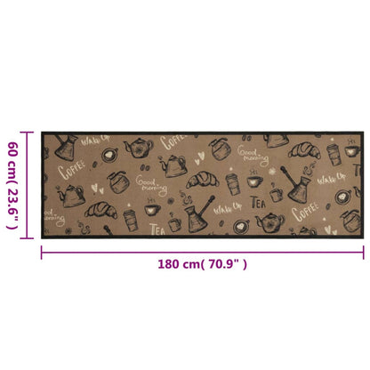 Keukenmat wasbaar ochtendprint 60x180 cm fluweel bruin